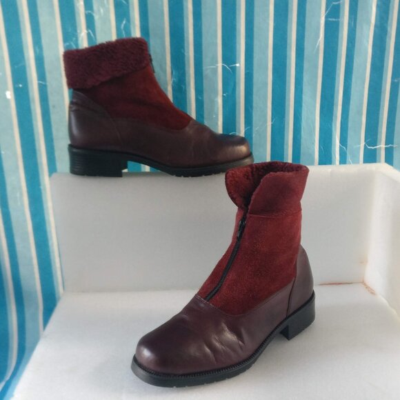 Made in Canada Cowhide Suede Thermal Fleece Lined Winter Boot Front Zip 11wide - Picture 2 of 9